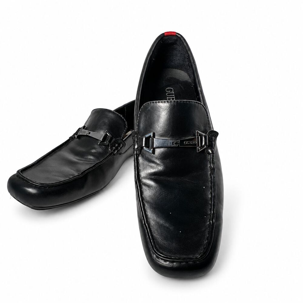 GUESS GMDREAM Men's Black Loafers Dress Shoes Size 8.5 Slip On Excellent No Box